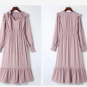 Elegant Pink Ruffle Dress